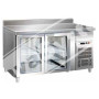 Tavolo Refrigerato 2 Porte in Vetro -2°+8° con Alzatina Ventilato cm 136x70x85 h