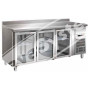 Tavolo Refrigerato 3 Porte in Vetro -2°+8° con Alzatina Ventilato cm 179,5x70x85 h