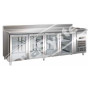 Tavolo Refrigerato 4 Porte in Vetro -2°+8° con Alzatina Ventilato cm 223x70x85 h