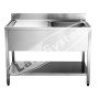 Lavello Inox 1 Vasca con Gocciolatoio a Sinistra e Ripiano cm 100x60x85