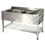 Lavello Inox 2 Vasche e Ripiano Inferiore cm 120x60x85 : Posizione foro - Senza foro