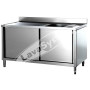 Lavello Inox Armadiato con Ante Scorrevoli 1 Vasca e Gocciolatoio cm 100x60x85