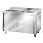 Lavello Inox Armadiato 2 Vasche con Ante Scor. cm 140x70x85h