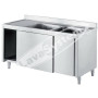Lavello Inox Armadiato 2 Vasche e Gocciolatoio a Sinistra cm 160x60x85 : Posizione foro - Senza foro