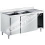 Lavello Inox Armadiato 2 Vasche e Gocciolatoio a Destra cm 180x70x85 : Posizione foro - Senza foro