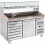 Banco Pizza Refrigerato 1 Porta 60x40 e Cassettiera Completo di Vetrinetta GN 1/4