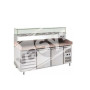 Banco Pizza Refrigerato 2 Porte 60x40 con Cassettiera Completo di Vetrinetta GN 1/3