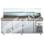 Banco Pizza Refrigerato 3 Porte 60x40 Completo di Vetrinetta GN 1/4