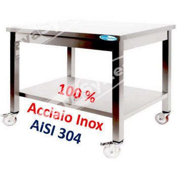 Tavolo Inox Professionale su Ruote cm 130x70x85