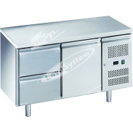 Tavolo Refrigerato 1 Porta + 2 Cassetti -2°+8° Ventilato cm 136x70x85 h