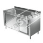 Lavello Inox 1 Vascone Armadiato con Ante Scorrevoli cm 140x70x85