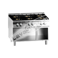 Cucina Professionale a Gas 6 Fuochi Serie 90 cm 120x90x85/90