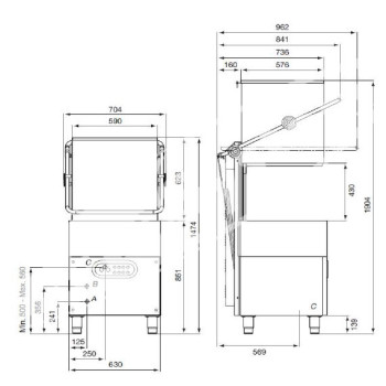 Lavastoviglie a Capot 50x50 completa di Dosatore Brillantante