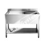 Lavello Inox 1 Vasca con Gocciolatoio a Sinistra e Ripiano cm 120x70x85 : Posizione foro - Senza foro