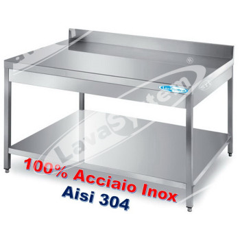 Tavolo Inox Professionale su Gambe con Ripiano e Alzatina cm 40x60x85
