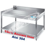 Tavolo Inox Professionale su Gambe con Ripiano e Alzatina cm 40x60x85