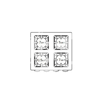 Piano Cottura a Gas 4 Fuochi Kw 22,5 cm 80x70x85 da Montare