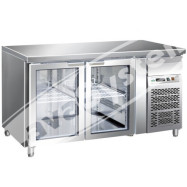 Tavolo Refrigerato 2 Porte in Vetro -2°+8° Ventilato cm 136x70x85 h