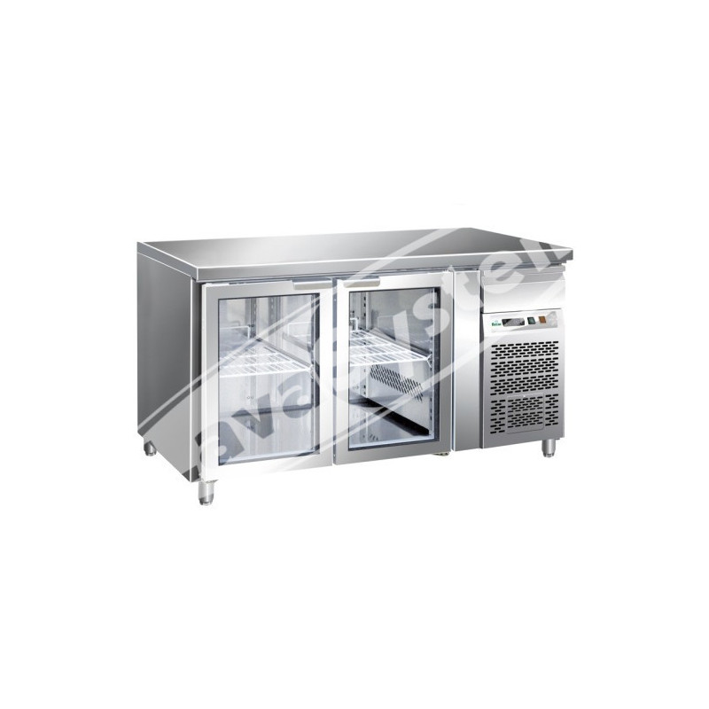 Tavolo Refrigerato 2 Porte in Vetro -2°+8° Ventilato cm 136x70x85 h
