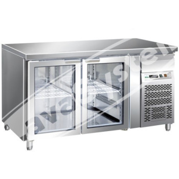 Tavolo Refrigerato 2 Porte in Vetro -2°+8° Ventilato cm 136x70x85 h