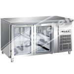 Tavolo Refrigerato 2 Porte in Vetro -2°+8° Ventilato cm 136x70x85 h