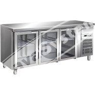 Tavolo Refrigerato 3 Porte in Vetro -2°+8° Ventilato cm 179,5x70x85 h