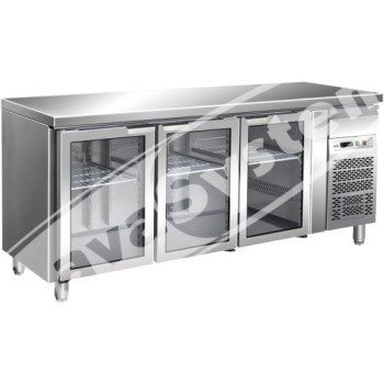 Tavolo Refrigerato 3 Porte in Vetro -2°+8° Ventilato cm 179,5x70x85 h
