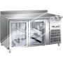 Tavolo Refrigerato 2 Porte in Vetro -2°+8° con Alzatina Ventilato cm 136x70x85 h