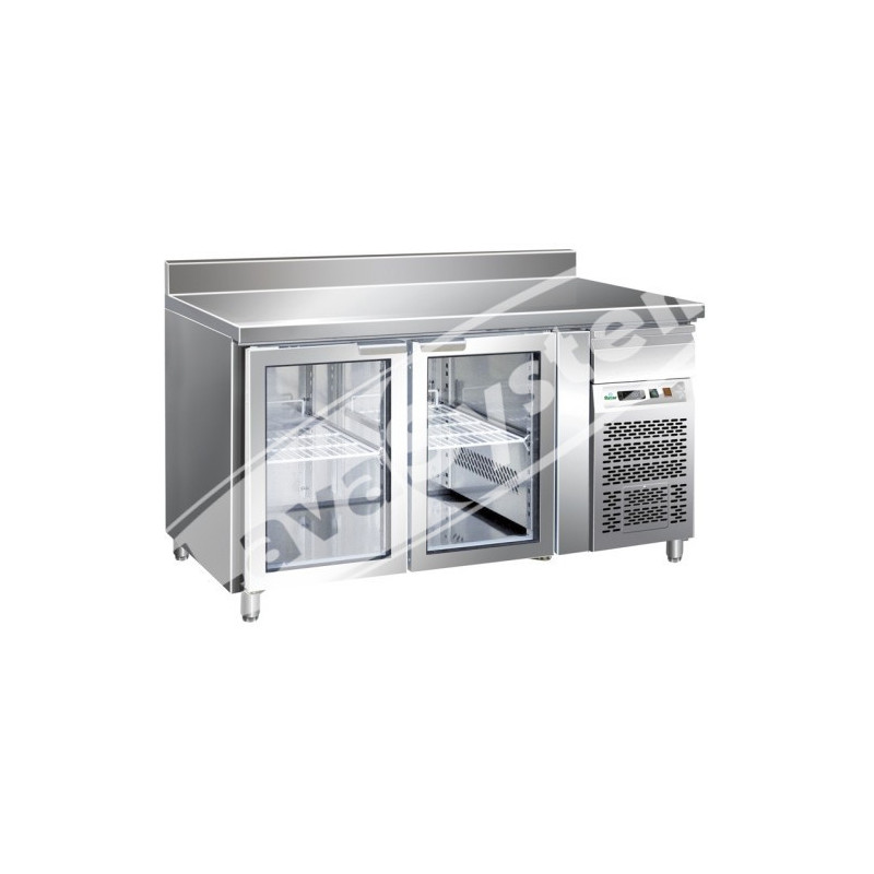 Tavolo Refrigerato 2 Porte in Vetro -2°+8° con Alzatina Ventilato