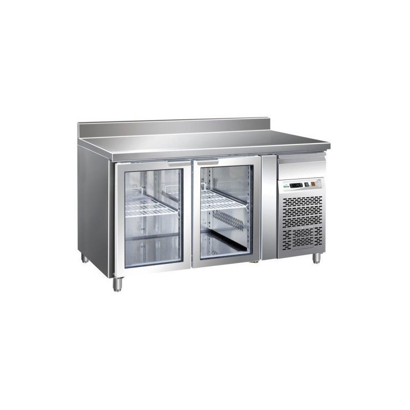 Tavolo Refrigerato 2 Porte in Vetro -2°+8° con Alzatina Ventilato