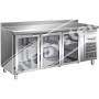 Tavolo Refrigerato 3 Porte in Vetro -2°+8° con Alzatina Ventilato cm 179,5x70x85 h