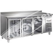 Tavolo Refrigerato 3 Porte in Vetro -2°+8° con Alzatina Ventilato