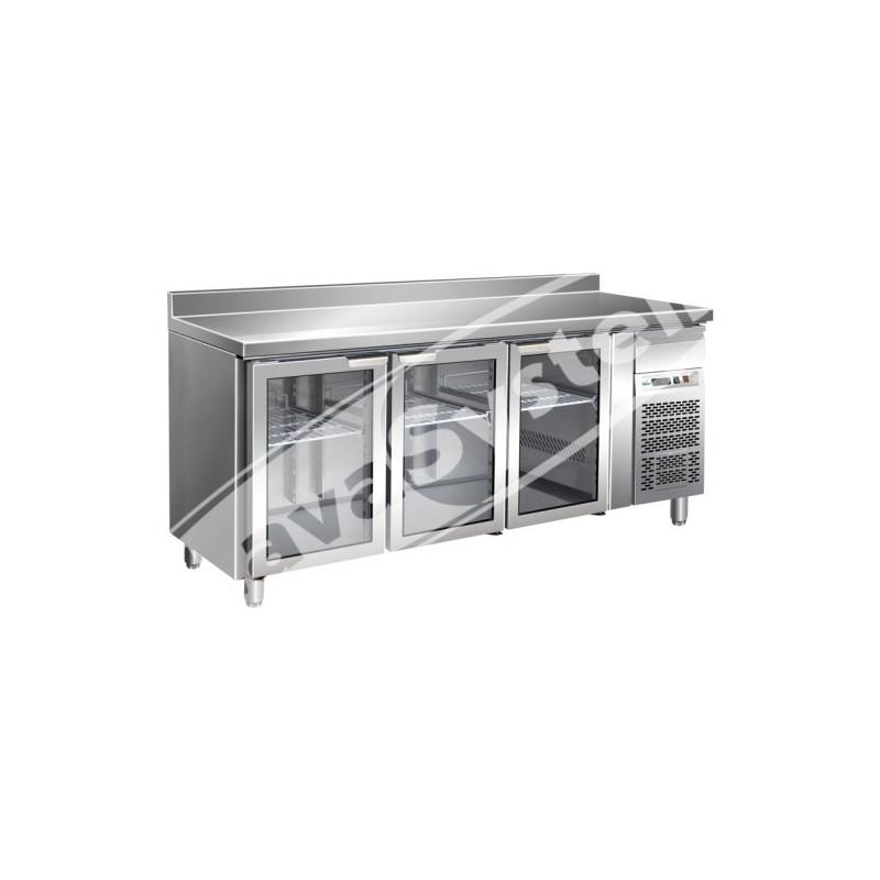 Tavolo Refrigerato 3 Porte in Vetro -2°+8° con Alzatina Ventilato