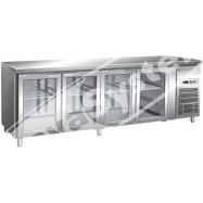 Tavolo Refrigerato 4 Porte in Vetro -2°+8° Ventilato cm 223x70x85 h
