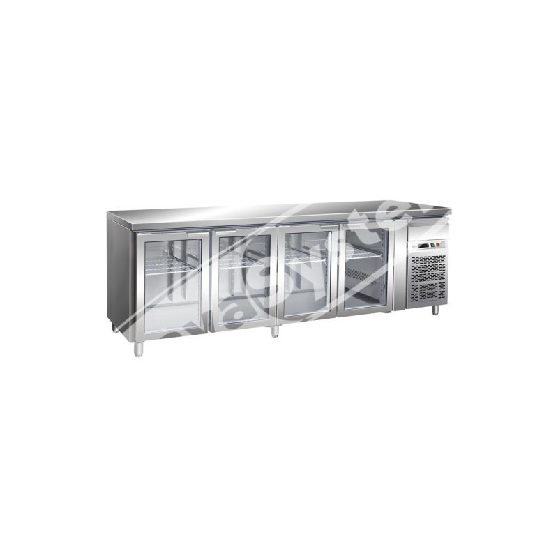 Tavolo Refrigerato 4 Porte in Vetro -2°+8° Ventilato cm 223x70x85 h