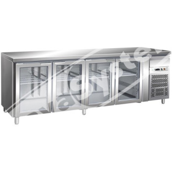 Tavolo Refrigerato 4 Porte in Vetro -2°+8° Ventilato cm 223x70x85 h
