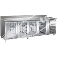 Tavolo Refrigerato 4 Porte in Vetro -2°+8° con Alzatina Ventilato
