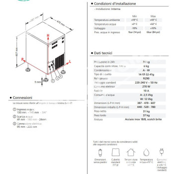 Produttori Automatici di Ghiaccio a Cubetti Pieni 32 Kg/24 h