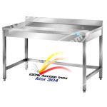 Tavolo Inox Professionale su Gambe con Alzatina cm 200x70x85